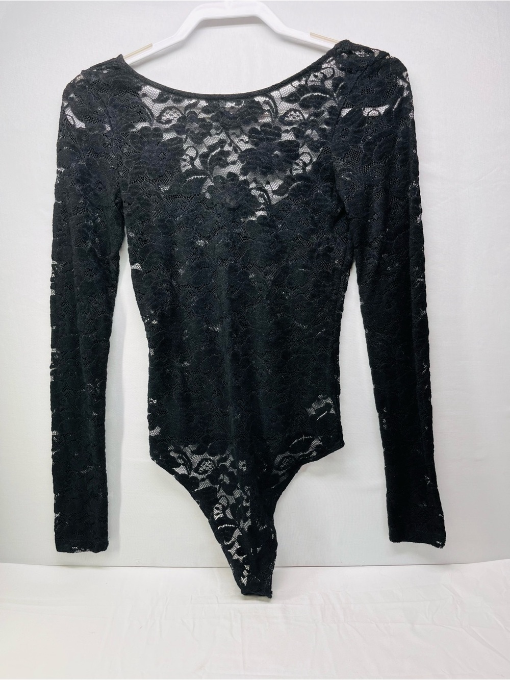 American Eagle Outfitters Black Lace Long-Sleeve Bodysuit